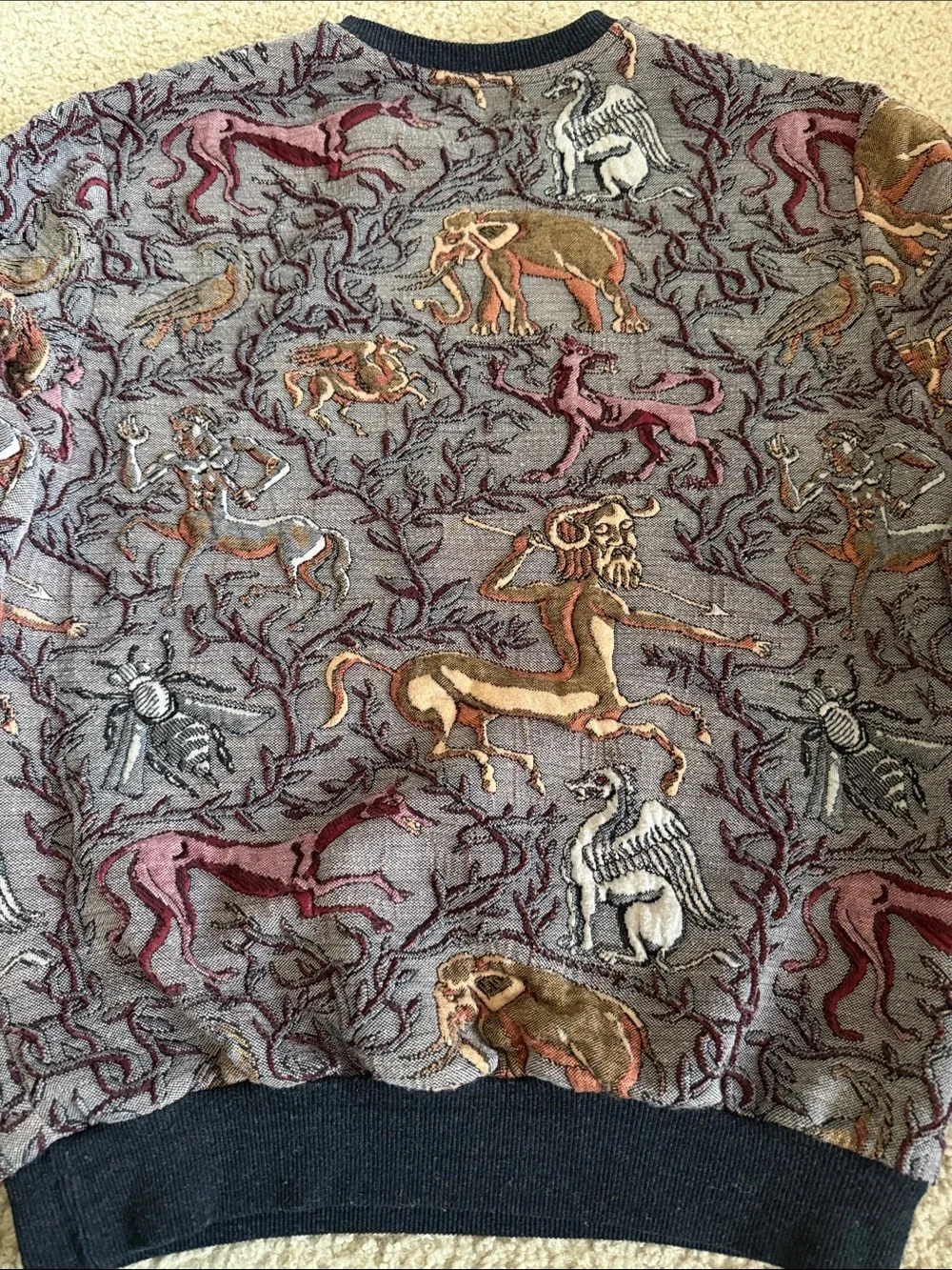 Zara Rare Multicolor Embroidered Lion Crewneck Sweater